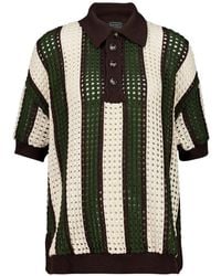 Haight - Striped Open-Knit Polo Shirt - Lyst