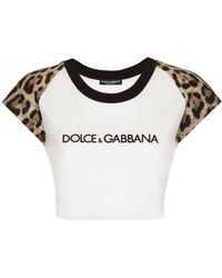 Dolce & Gabbana - Leopard-sleeve T-shirt - Lyst
