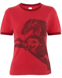 Chloé - Camiseta Con Motivo De Caballo - Lyst