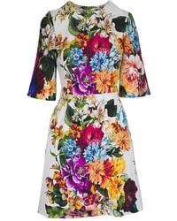 Dolce & Gabbana - Abito Corto Con Stampa A Fiori - Lyst