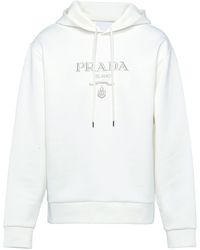 Prada - Logo-embroidered Drawstring Hoodie - Lyst