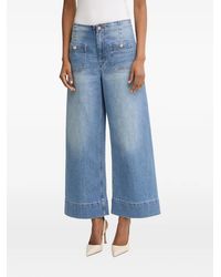 Morgan - Button-Detail Wide-Leg Jeans - Lyst