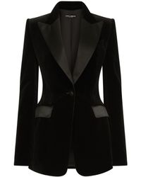 Dolce & Gabbana - Blazer en velours à simple boutonnage - Lyst