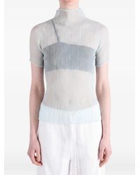 Issey Miyake - Chiffon Twist 1 Pleated High-Neck Top - Lyst