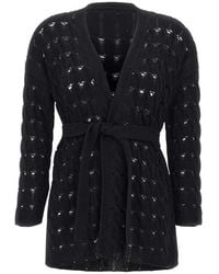 Kangra - Cardigan Ceinturé En Maille Ajourée - Lyst