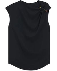 BOSS - Draped-Detail Sleeveless Blouse - Lyst