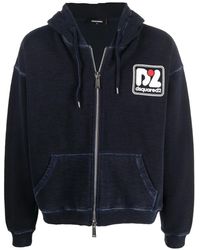 DSquared² - Logo-Print Zip-Up Hoodie - Lyst