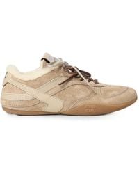 Miu Miu - Shearling-Lined Suede Sneakers - Lyst