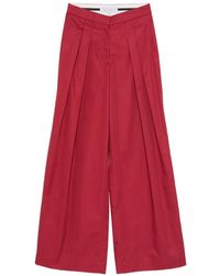 Abadia - Double Pleat Wide Leg Pants - Lyst