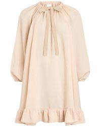 Patou - Striped-Pattern Tie-Neck Mini Dress - Lyst