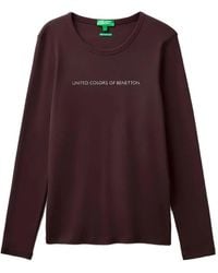 Benetton - Logo-Print Long-Sleeve T-Shirt - Lyst