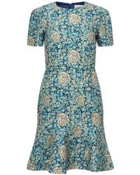 Saloni - Robe Courte En Brocart À Motif Rose - Lyst