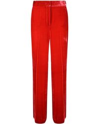 P.A.R.O.S.H. - Straight Broek Met Fluwelen Afwerking - Lyst
