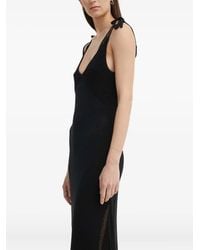 Aeron - Gebreide Midi-Jurk Met Gestrikte Bandjes - Lyst