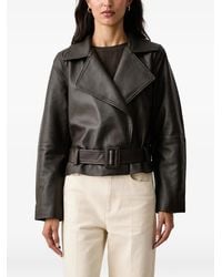 Mos Mosh - Lasco Belted Leather Jacket - Lyst