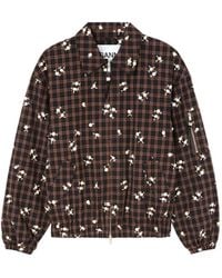 Ganni - Checked Bomber Jacket - Lyst