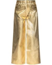 Ganni - Metallic Denim Wide-Leg Jeans - Lyst