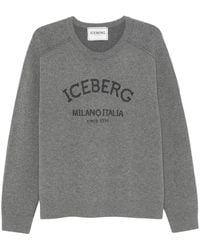 Iceberg - Logo-Intarsia Crew-Neck Sweater - Lyst