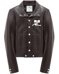 Courreges - Structured Faux-Leather Jacket With Logo Patch - Lyst