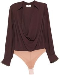 Elisabetta Franchi - Draped Long-Sleeve Bodysuit - Lyst