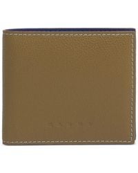 Marni - Portefeuille Bifold En Cuir Marron Clair À Coutures Contrastées - Lyst