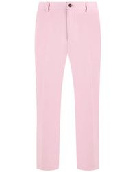 Prada - Cotton Button Tailored Trousers - Lyst