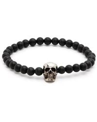 McQueen - Bracciale Skull Con Perline - Lyst