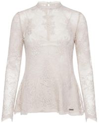 Gemy Maalouf - Lace-Overlay Long-Sleeve Top - Lyst