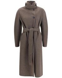 Fabiana Filippi - Belted Wool Single-Breasted Coat - Lyst