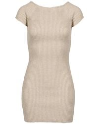 BOHEMSEO - Ribbed Raglan-Sleeve Mini Dress - Lyst