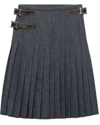 Prada - Leder-Midirock Mit Falten - Lyst