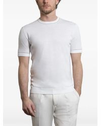 Moorer - Jairo-Cre Crew-Neck Stripe-Detail T-Shirt - Lyst