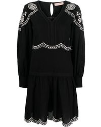 Twin Set - Embroidered Long-sleeve Short Dress - Lyst
