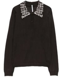Liviana Conti - Embellished-Collar Polo-Neck Sweater - Lyst