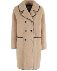 ERMANNO FIRENZE - Abrigo teddy con doble botonadura - Lyst