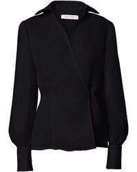 Carolina Herrera - Puff-Sleeve Wrap Top - Lyst