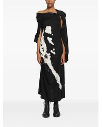 Yohji Yamamoto - Abstract-Print Draped Dress - Lyst