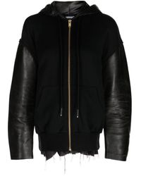 Undercover - Panelled Leather-sleeved Hooded Jacket - Lyst