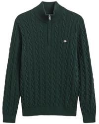 GANT - Cable-Knit Half-Zip Sweater - Lyst