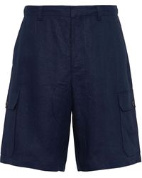 Prada - Linnen Bermuda Shorts - Lyst