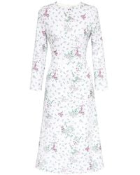 POST MERIDIEM - Long-Sleeve Floral-Print Midi Dress - Lyst