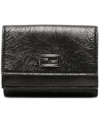 Fendi - Portefeuille En Cuir À Effet Froissé Ff - Lyst