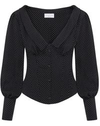 Violante Nessi - Amber Polka-Dots V-Neck Blouse - Lyst
