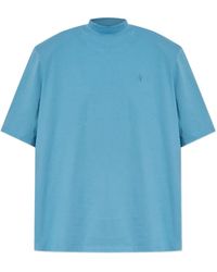 The Attico - T-Shirt Met Geborduurd Logo En Gedrapeerde Hals - Lyst