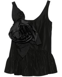 Simone Rocha - Floral-Appliqué Ruffled Taffeta Top - Lyst