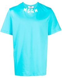 MSGM - Logo-Print Cotton T-Shirt - Lyst