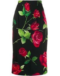 Dolce & Gabbana Floral Stretch-silk Midi Skirt - Multicolour