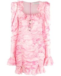 Alessandra Rich - Silk Tie-dye Ruffled Mini Dress - Lyst