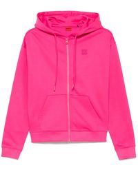 HUGO - Stacked Logo-Embroidered Hoodie - Lyst
