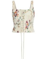 McQueen - Floral-Print Lace-Up Corset Top - Lyst